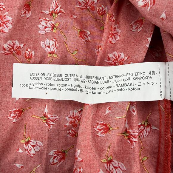 ZARA Red Floral Print Top Blouse With Belt Puff Shoulder Size XL - Picture 12 of 13